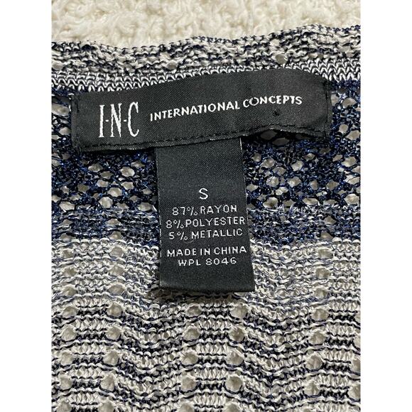 INC International Concepts Womens Small Knitted Flowy Shimmer Long Cardigan Blue - Picture 6 of 9